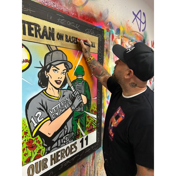 Josef Rataj pracuje na obraze Veterans on bases