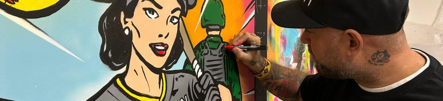 Josef Rataj pracuje na obraze Veterans on bases